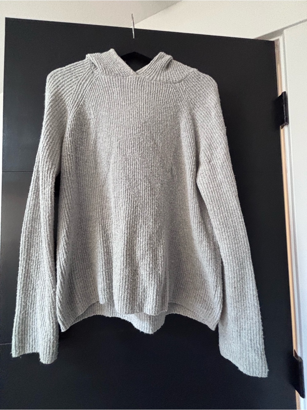 dip Light Gray Ribbed Hooded Sweater
